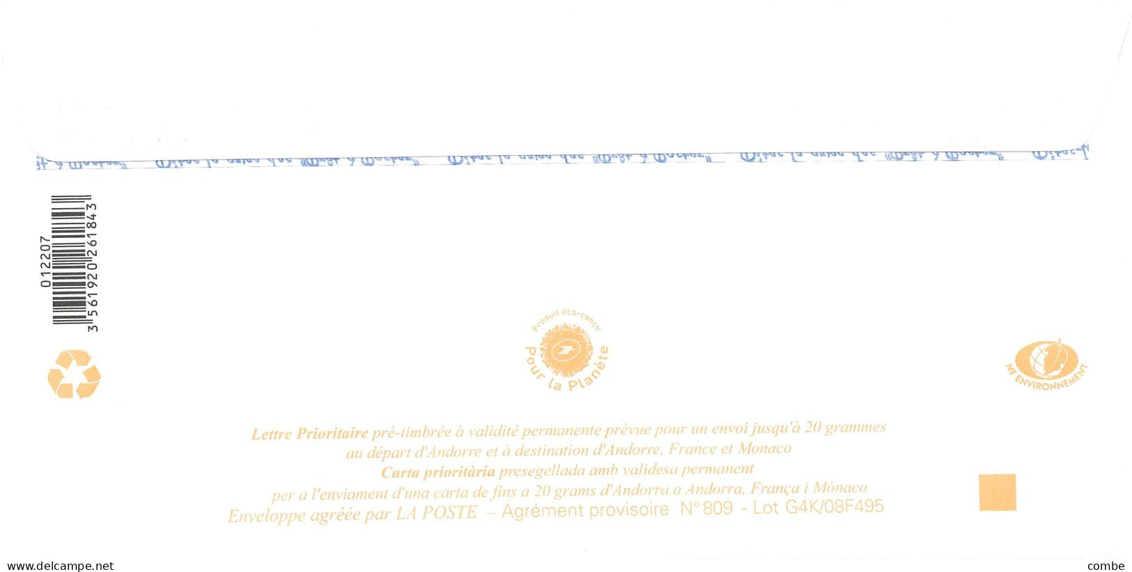 ANDORRA PAP Prêt à Poster. Lettre Prioritaire De 2008. CENTRE DE LA CULTURA CATALANA - Ganzsachen & Prêts-à-poster