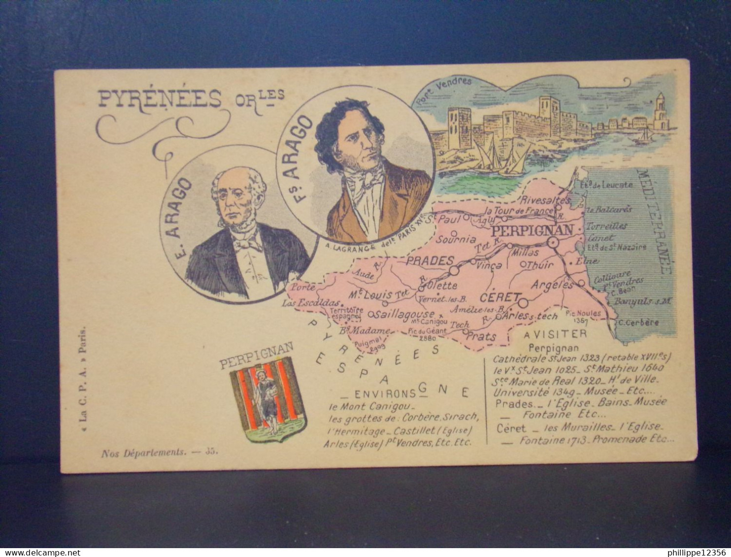 65547 . NOS DEPARTEMENTS . PYRENEES ORIENTAL . CARTE GEOGRAPHIQUE . A VISITER .  PERPIGNAN PRADES CERET .. E. ARAGO. F. - Sonstige & Ohne Zuordnung