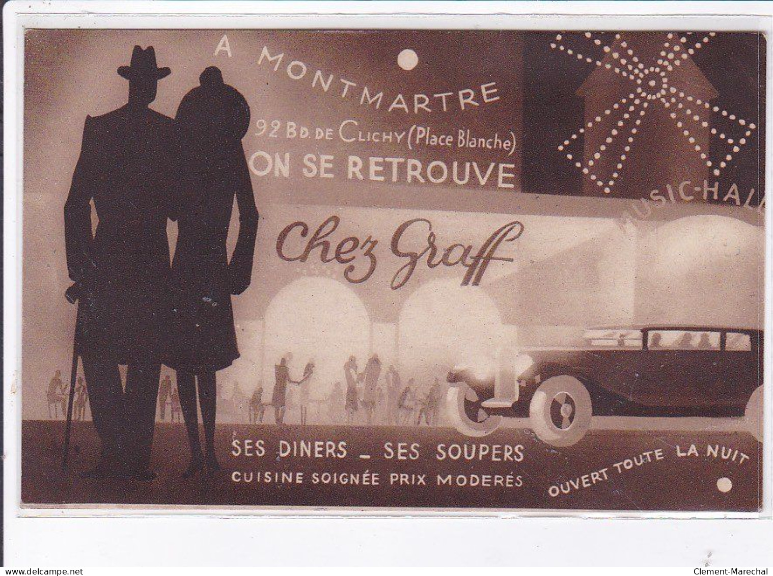 PUBLICITE : Chez Graff - Restaurant à Montmartre Boulevard De Clichy - Très Bon état - Publicité