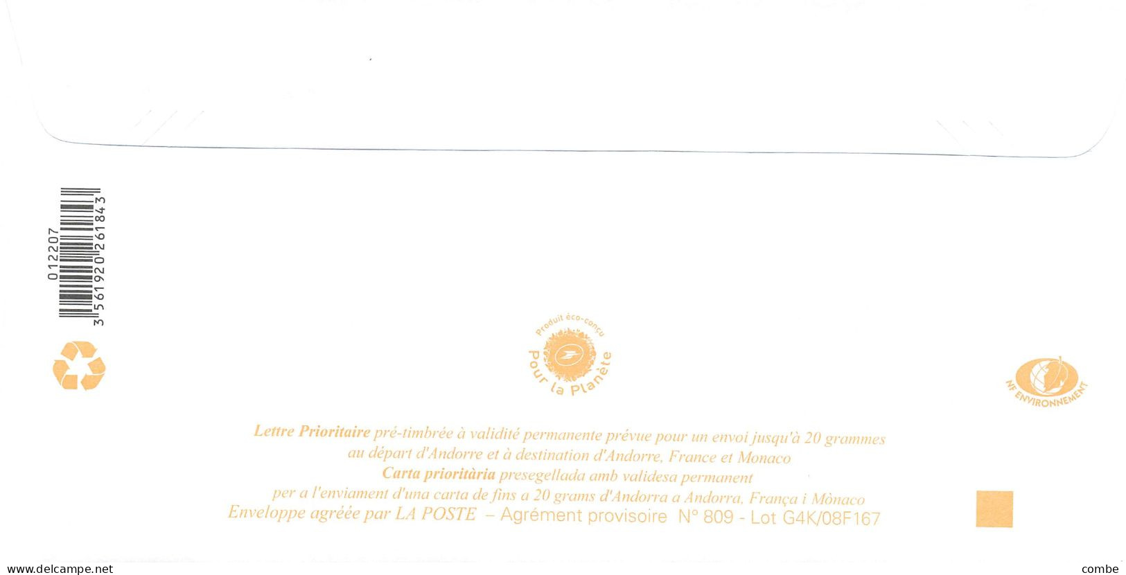 ANDORRA PAP Prêt à Poster. Lettre Prioritaire De 2008. FARMACIA MASSANA - Entiers Postaux & Prêts-à-poster