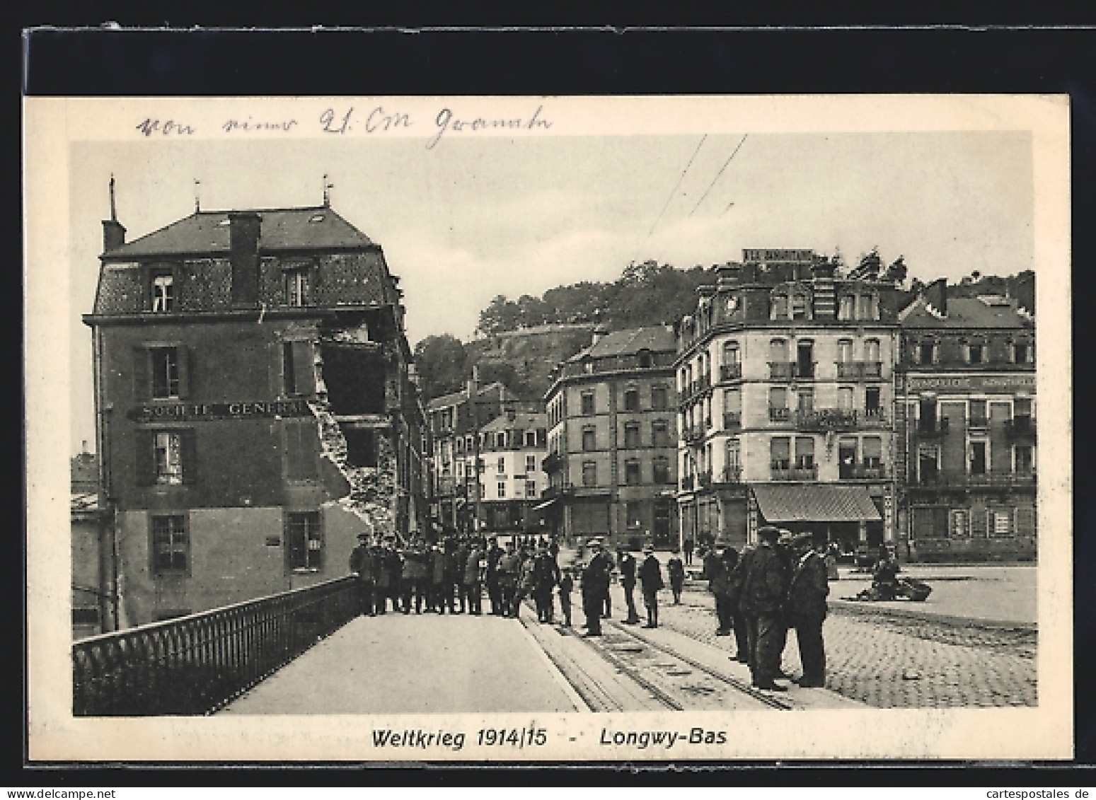 CPA Longwy-Bas, Vue De La Rue Avec Pontn In Ruinesn  - Longwy