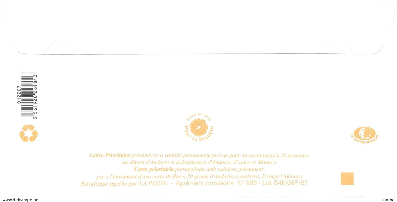 ANDORRA PAP Prêt à Poster. Lettre Prioritaire De 2008. FEDERACIO ANDORRANA DE MUNTANYISME - Stamped Stationery & Prêts-à-poster