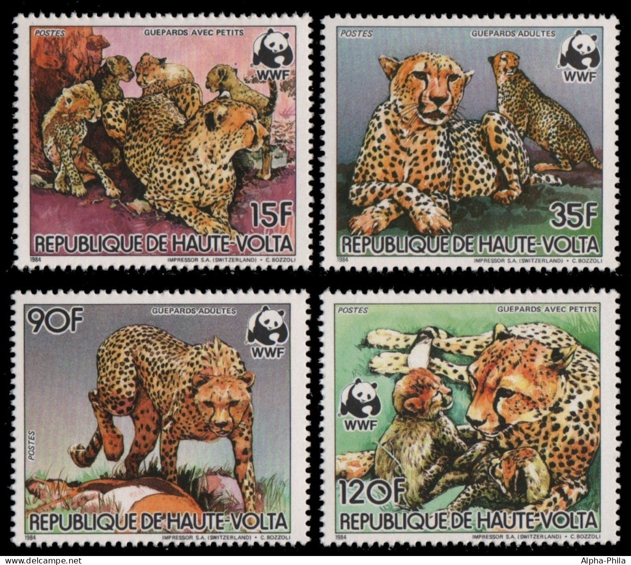 Obervolta 1984 - Mi-Nr. 957-960 A ** - MNH - Gepard - Haute-Volta (1958-1984)