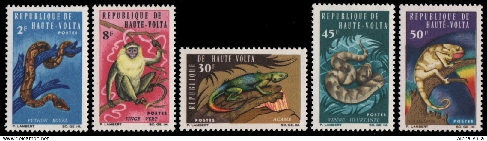 Obervolta 1966 - Mi-Nr. 192-196 ** - MNH - Wildtiere / Wild Animals - Haute-Volta (1958-1984)