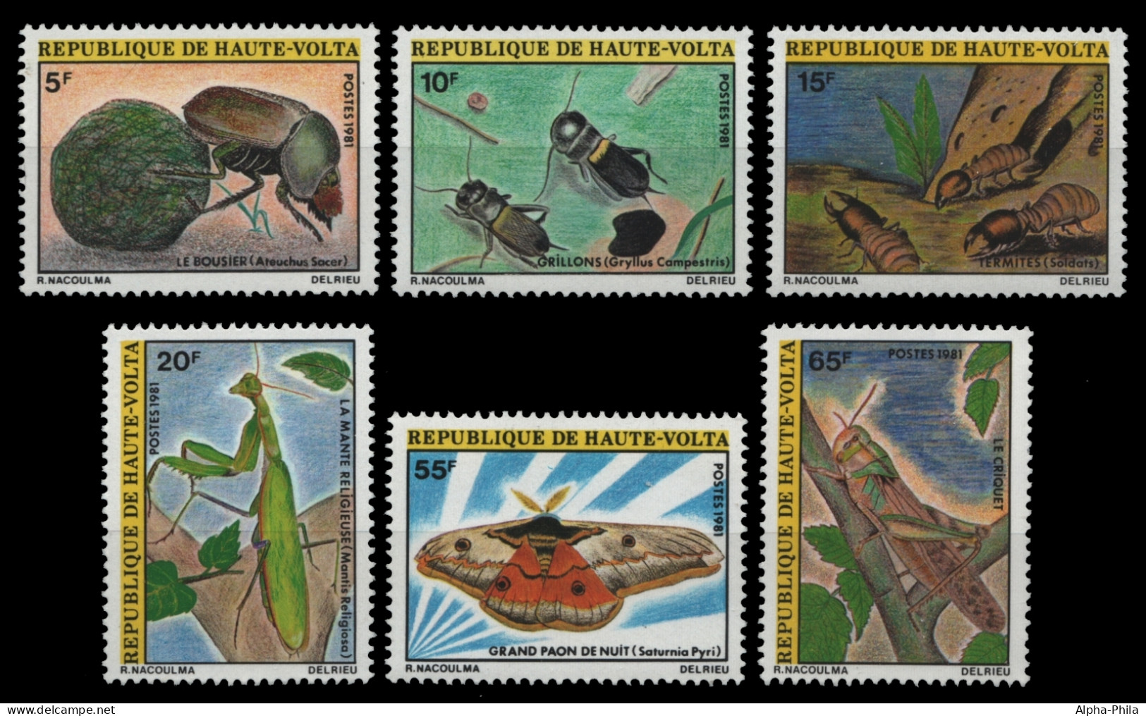 Obervolta 1981 - Mi-Nr. 818-823 ** - MNH - Insekten / Insects - Alto Volta (1958-1984)
