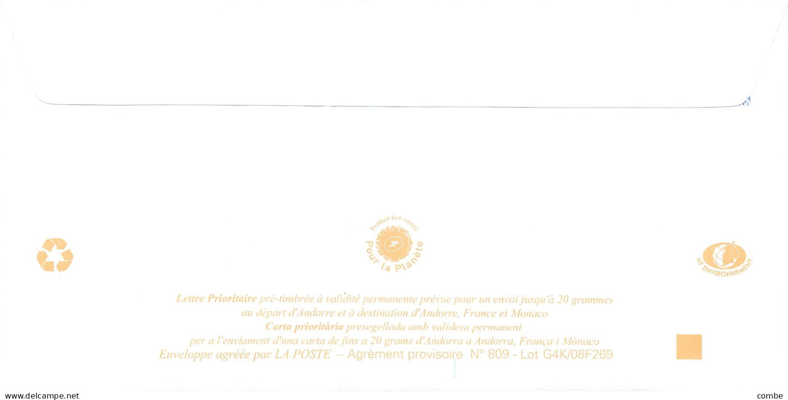 ANDORRA PAP Prêt à Poster. Lettre Prioritaire De 2008. ENVALIRA OFFSET - Entiers Postaux & Prêts-à-poster