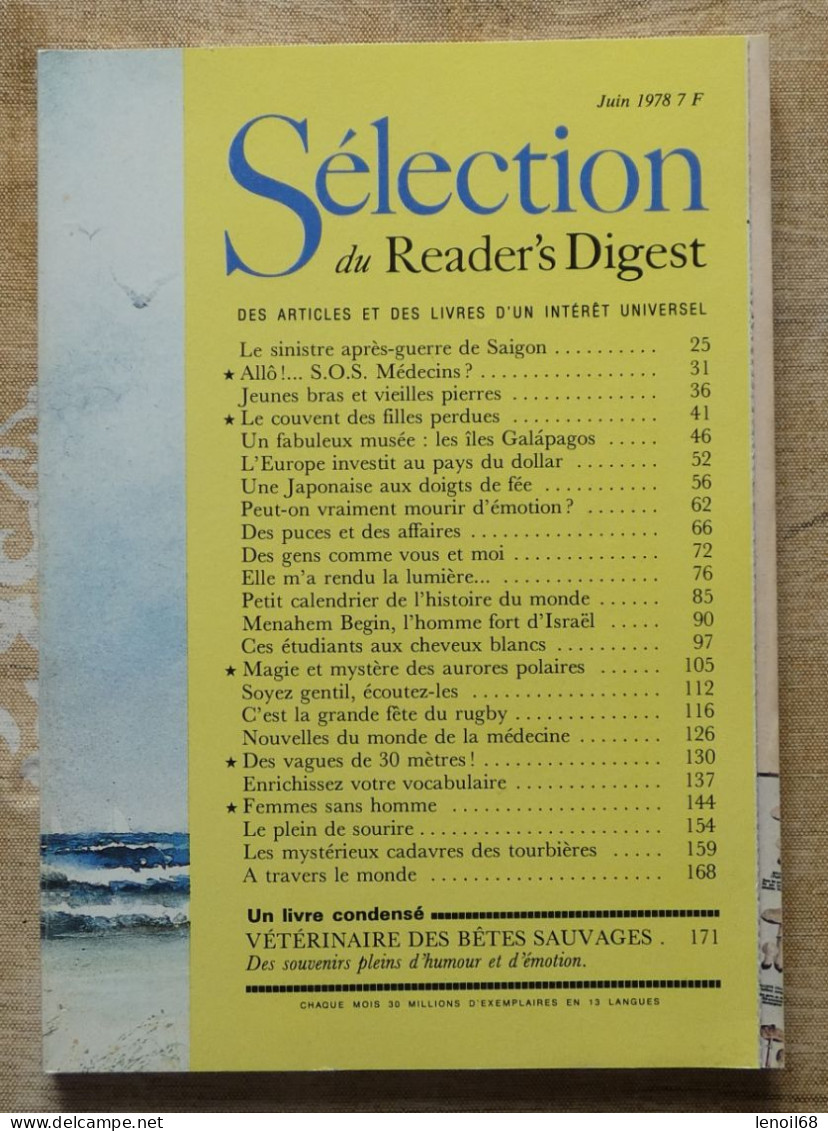 Sélection Du Reader's Digest Juin 1978 Saïgon, Argy, Ordre De Béthanie, Galapagos, Reiko Mori... - Sonstige & Ohne Zuordnung