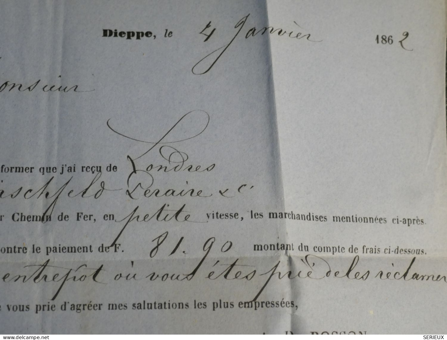 FRANCE  LETTRE  1862  PARIS   +N°13 LOS.  CACHET E  +AFF. INTERESSANT+DP10 - 1849-1876: Classic Period