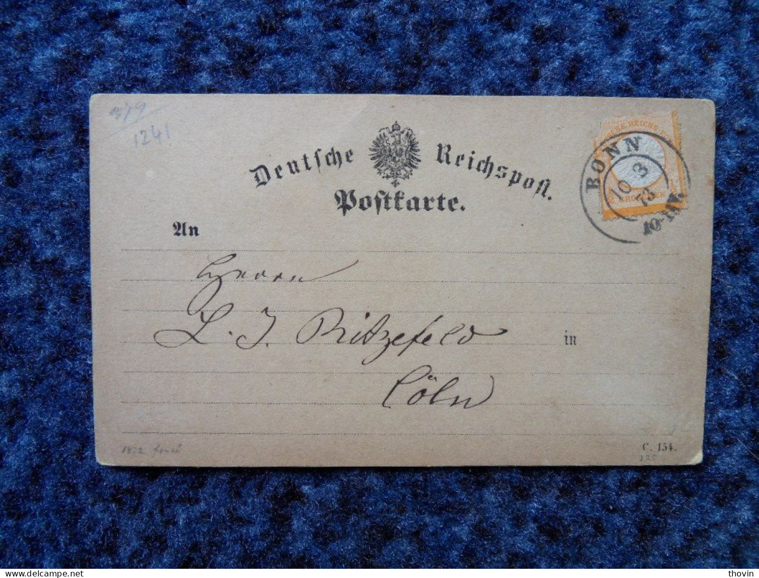 KB11/1241-Carte Réponse 1873 Deutsche Reichspost Bonn - Autres & Non Classés