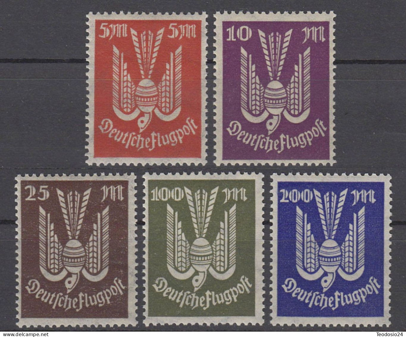 Alemania Republica Weimar 1923 263-267 Flugpostmarken  ** - Ongebruikt