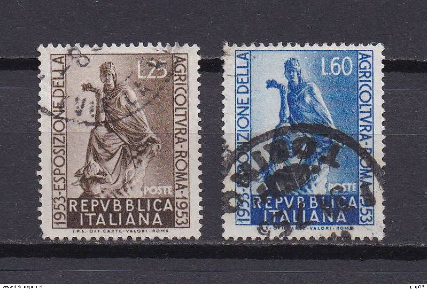 ITALIE 1953 TIMBRE N°658/59 OBLITERE DEESSE - 1946-60: Oblitérés