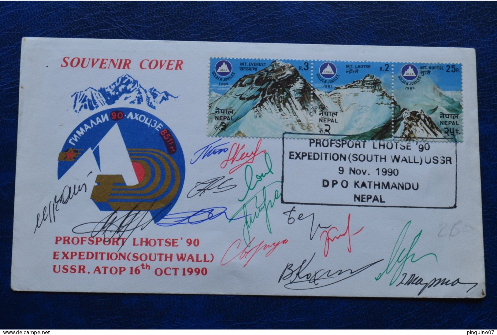 1990 Signed 14 Mountaineers Profsport Lhotse South Wall Russian USSR Expedition Mountaineering Escalade Himalaya - Sportlich