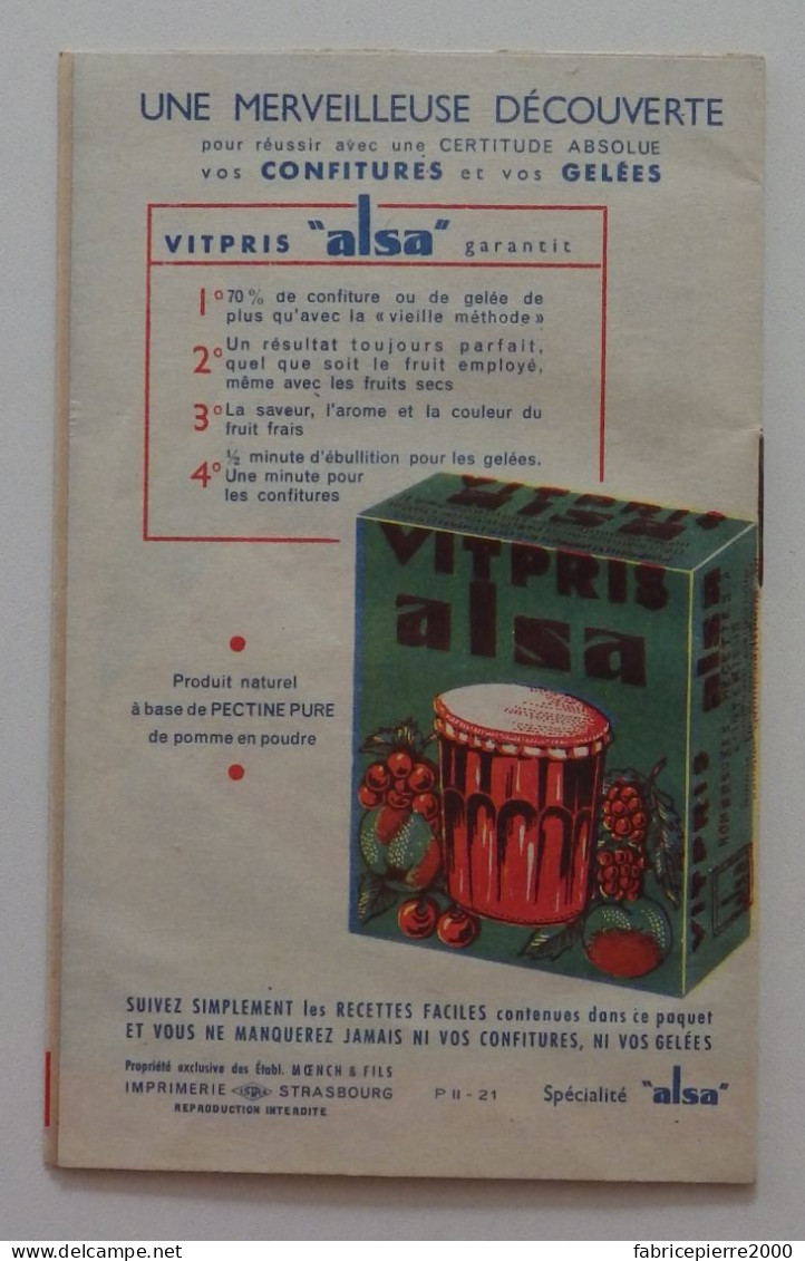 ALSA - Livret De Recettes 1950-1960 EXCELLENT ETAT - Pubblicitari