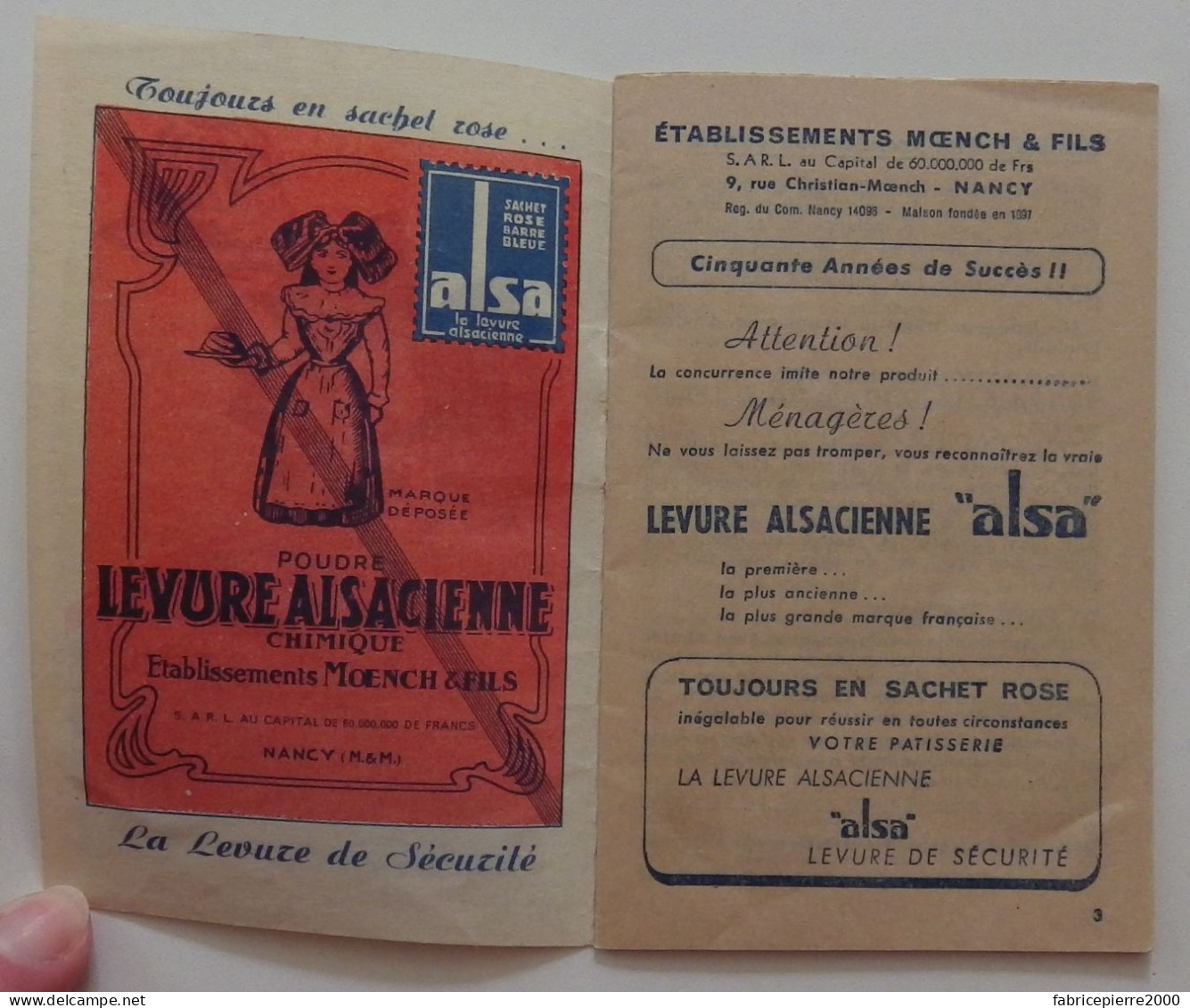 ALSA - Livret De Recettes 1950-1960 EXCELLENT ETAT - Werbung