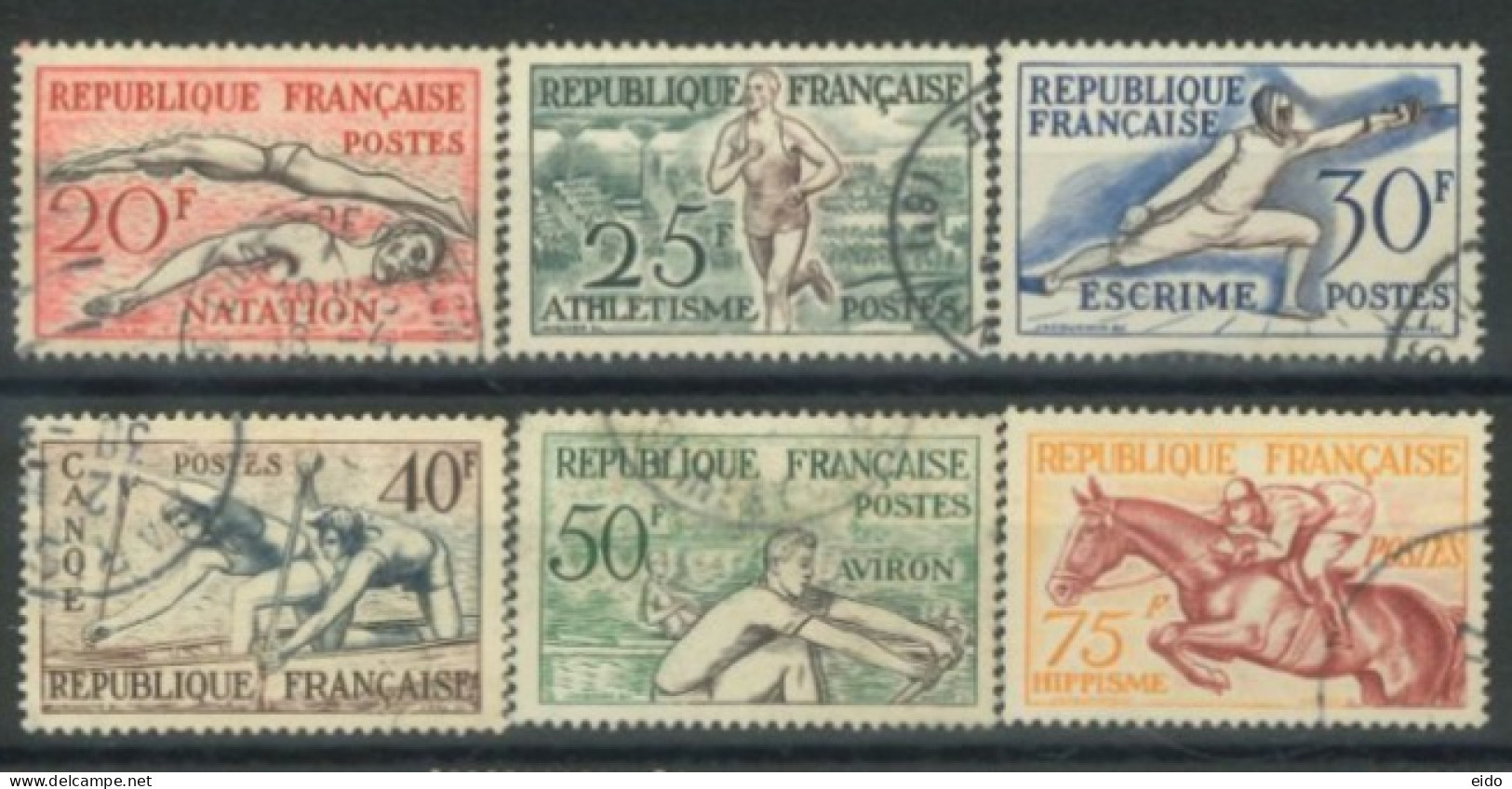 FRANCE - 1953, OLYMPIC GAMES, HELSINKI 1952 STAMPS COMPLETE SET OF 6, USED. - Oblitérés