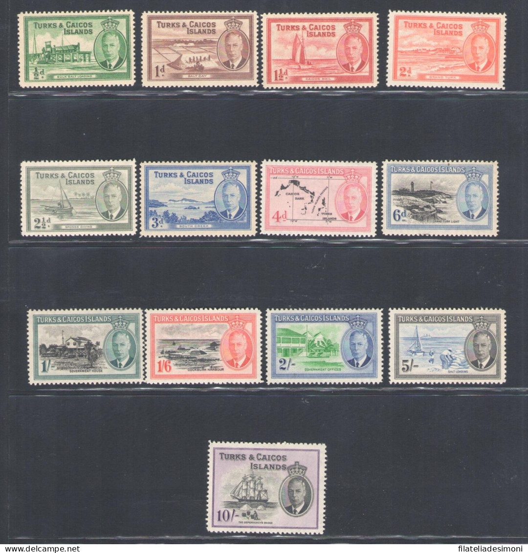 1950 TURKS AND CAICOS, N. 221/233 - 13 Valori - MNH** - Other & Unclassified