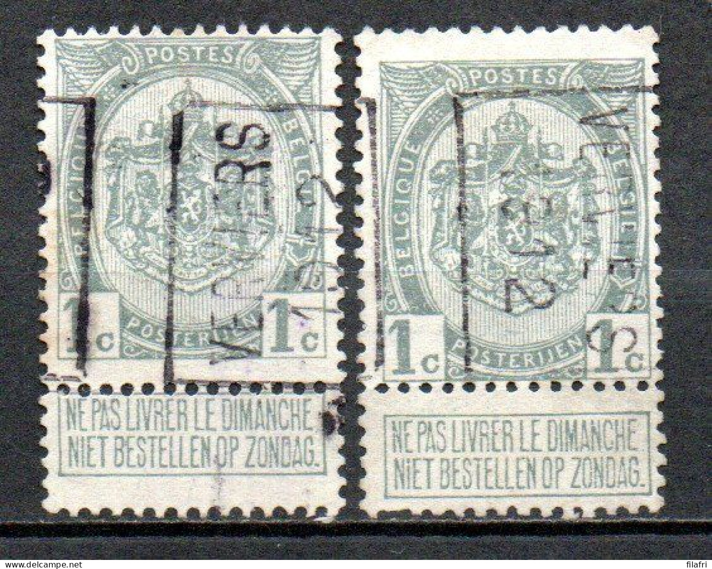 1874 Voorafstempeling Op Nr 81 - VERVIERS 1912 - Positie A & B - Rollenmarken 1910-19