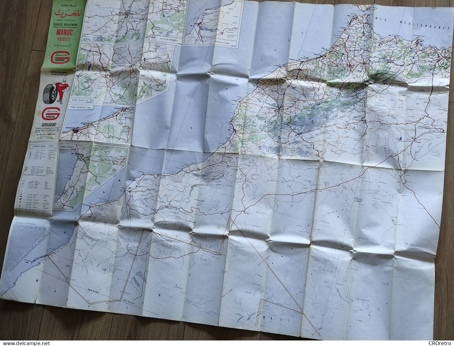 MOROCCO / MAROC, Vintage Road Map, Autokarte, 90×115 Cm - Cartes Routières