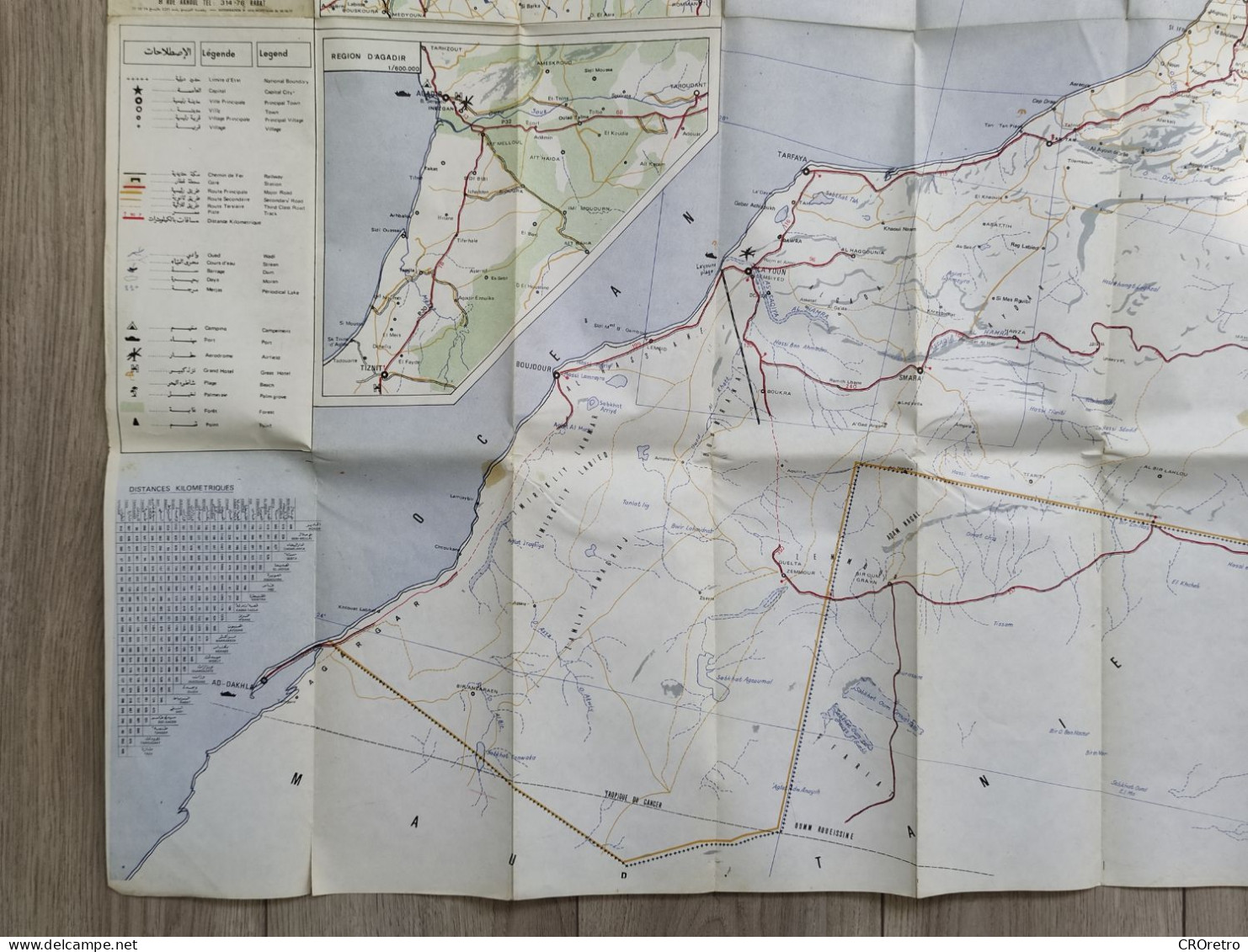 MOROCCO / MAROC, vintage road map, autokarte, 90×115 cm