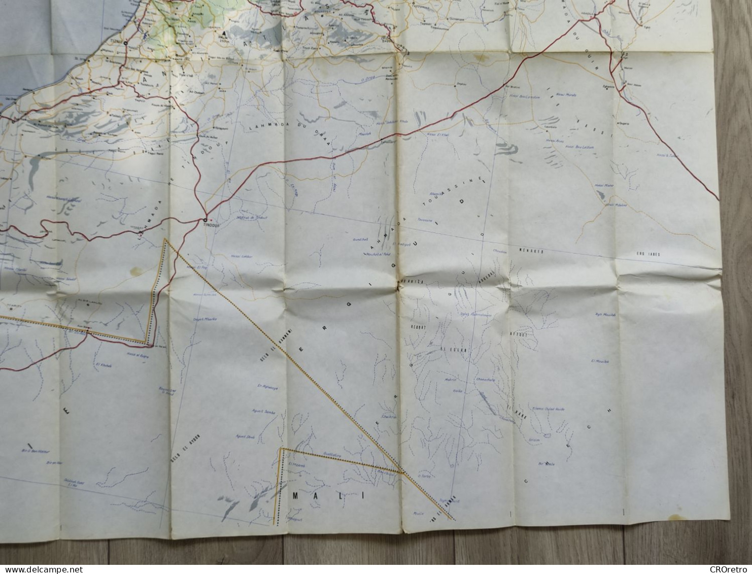 MOROCCO / MAROC, vintage road map, autokarte, 90×115 cm