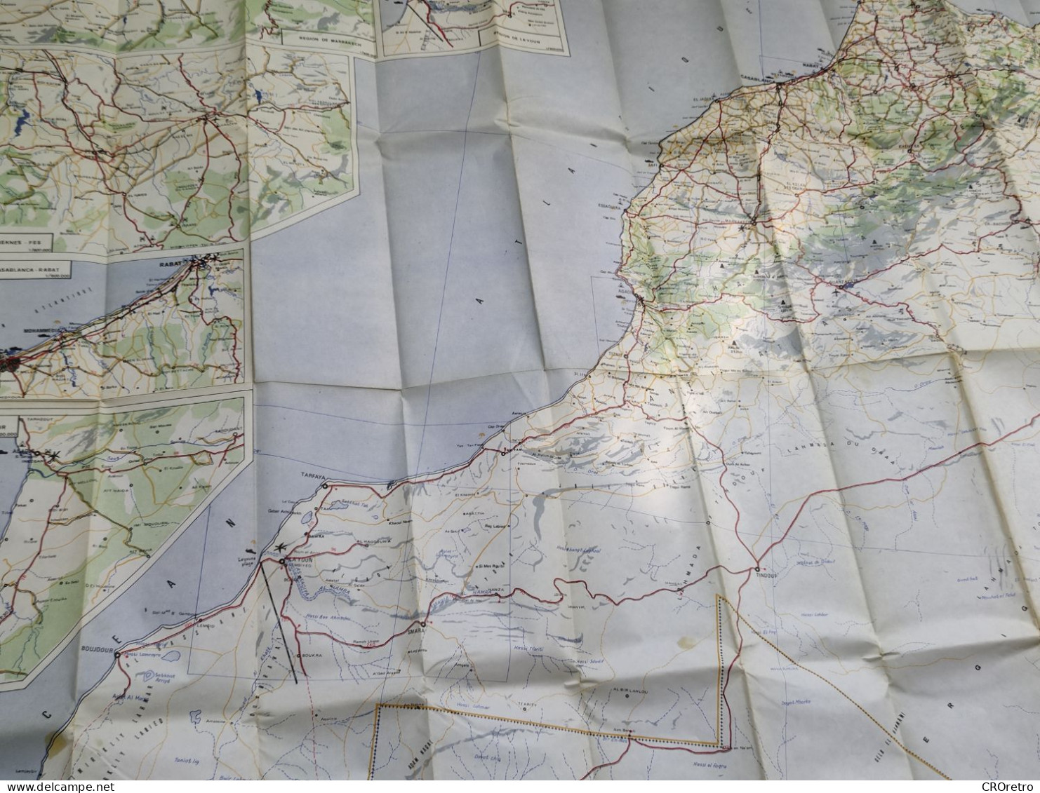 MOROCCO / MAROC, vintage road map, autokarte, 90×115 cm