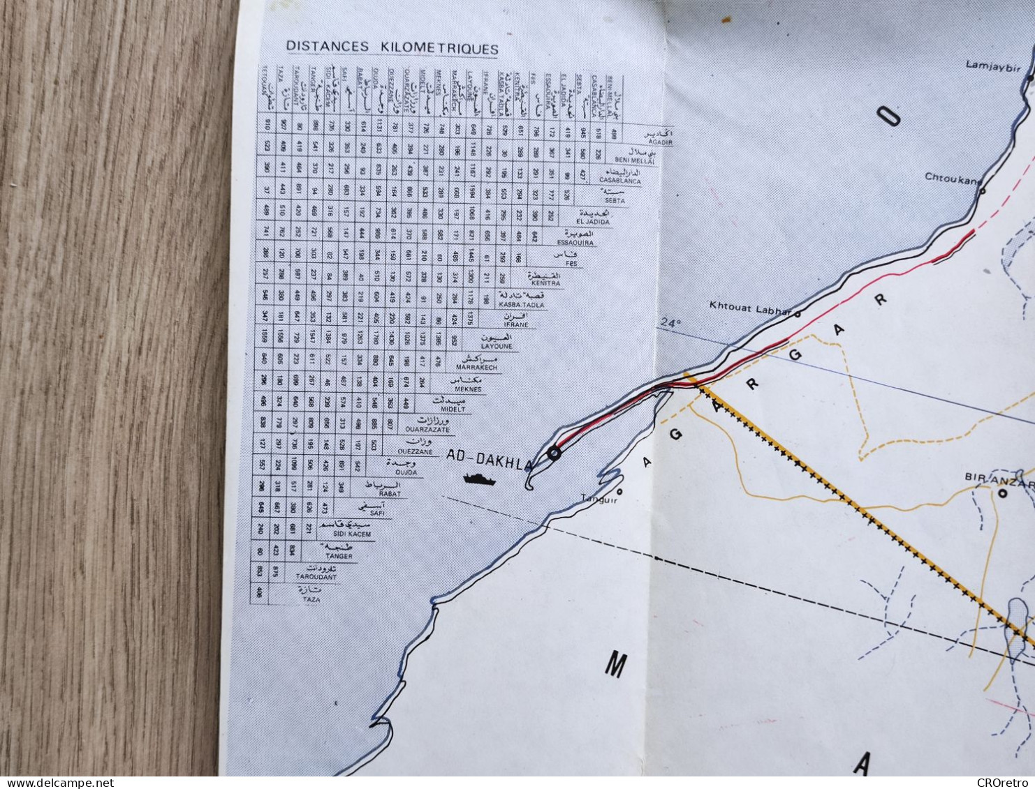 MOROCCO / MAROC, vintage road map, autokarte, 90×115 cm