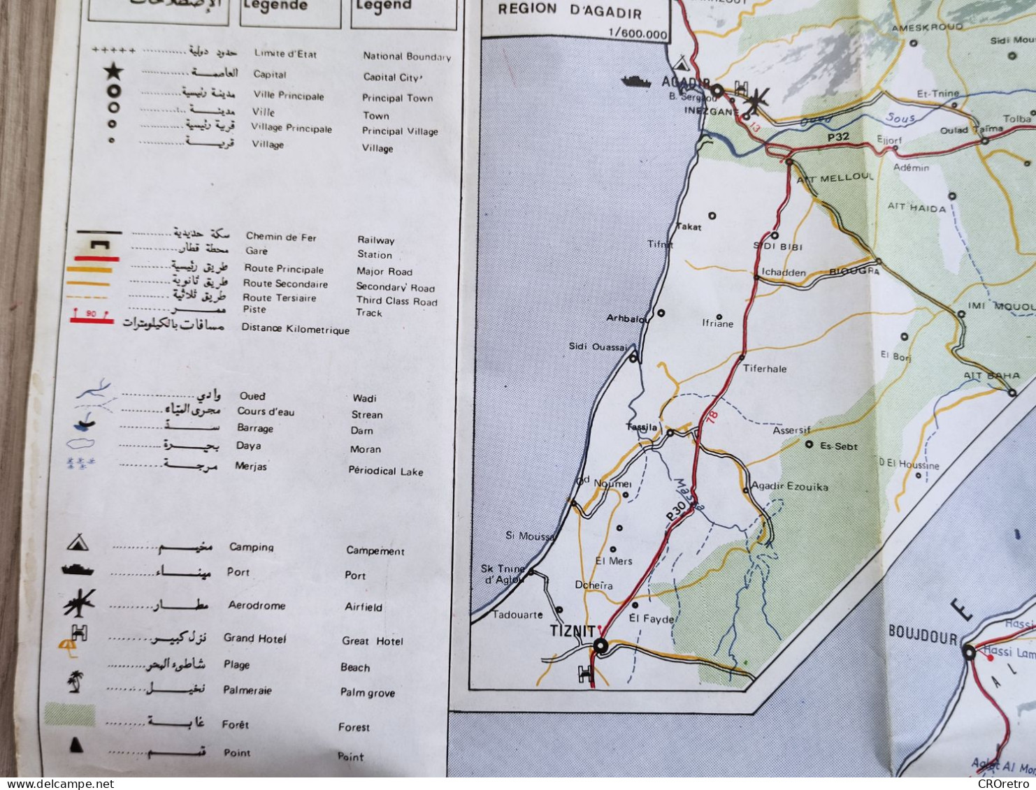 MOROCCO / MAROC, vintage road map, autokarte, 90×115 cm