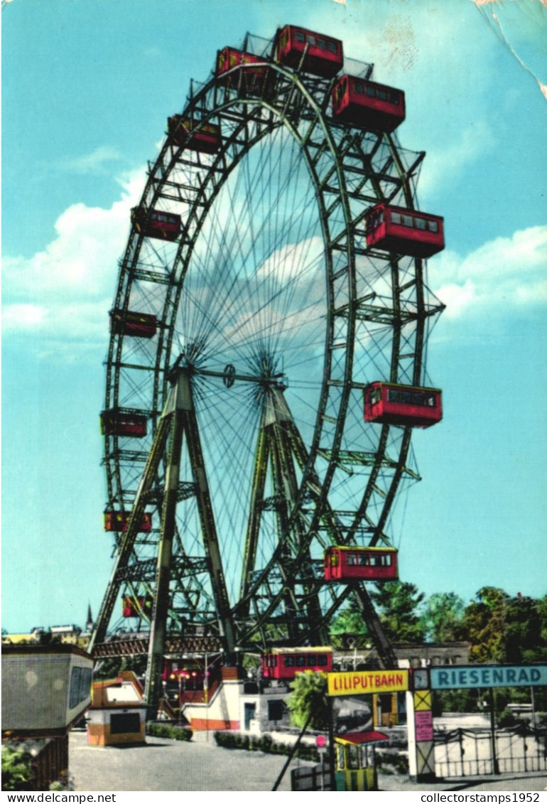 VIENNA, PRATER, GIANT WHEEL, RESORT, AUSTRIA, POSTCARD - Prater