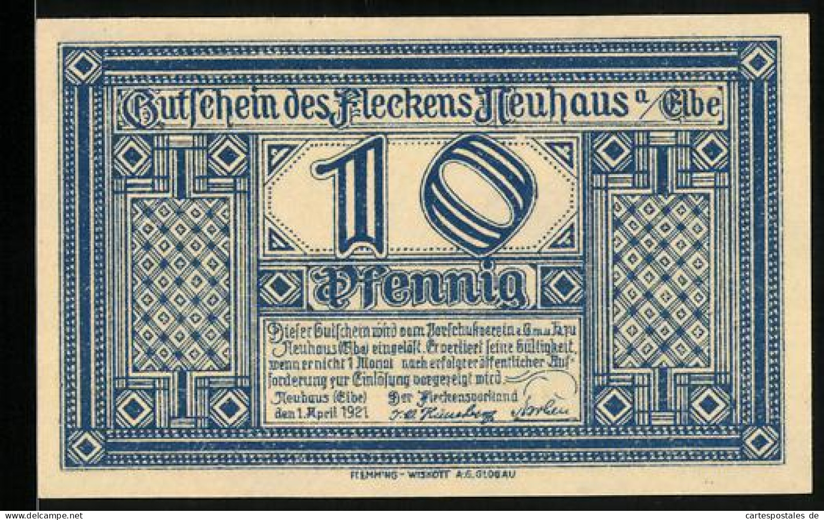 Notgeld Neuhaus A. Elbe 1921, 10 Pfennig, Geburtshaus Des Afrikaforschers Dr. Karl Peters  - [11] Emissions Locales