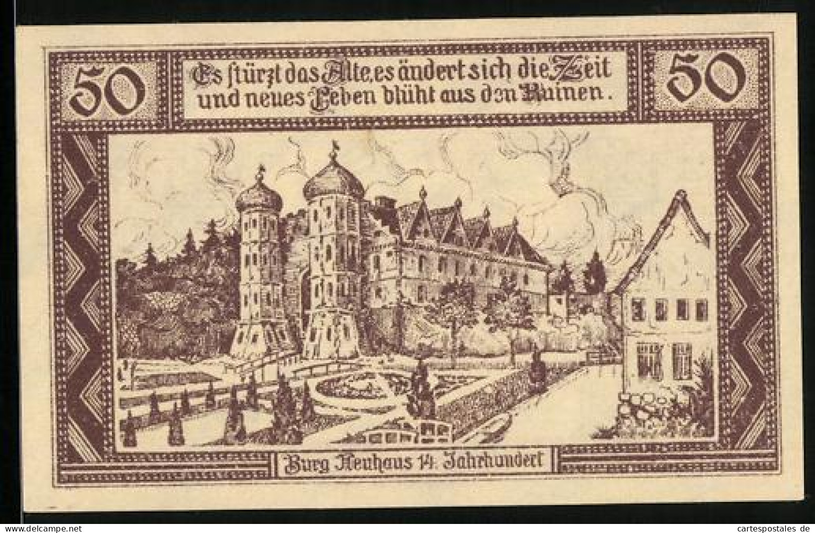 Notgeld Neuhaus A. Elbe 1921, 50 Pfennig, Burg Neuhaus Im 14. Jahrhundert  - [11] Emissions Locales