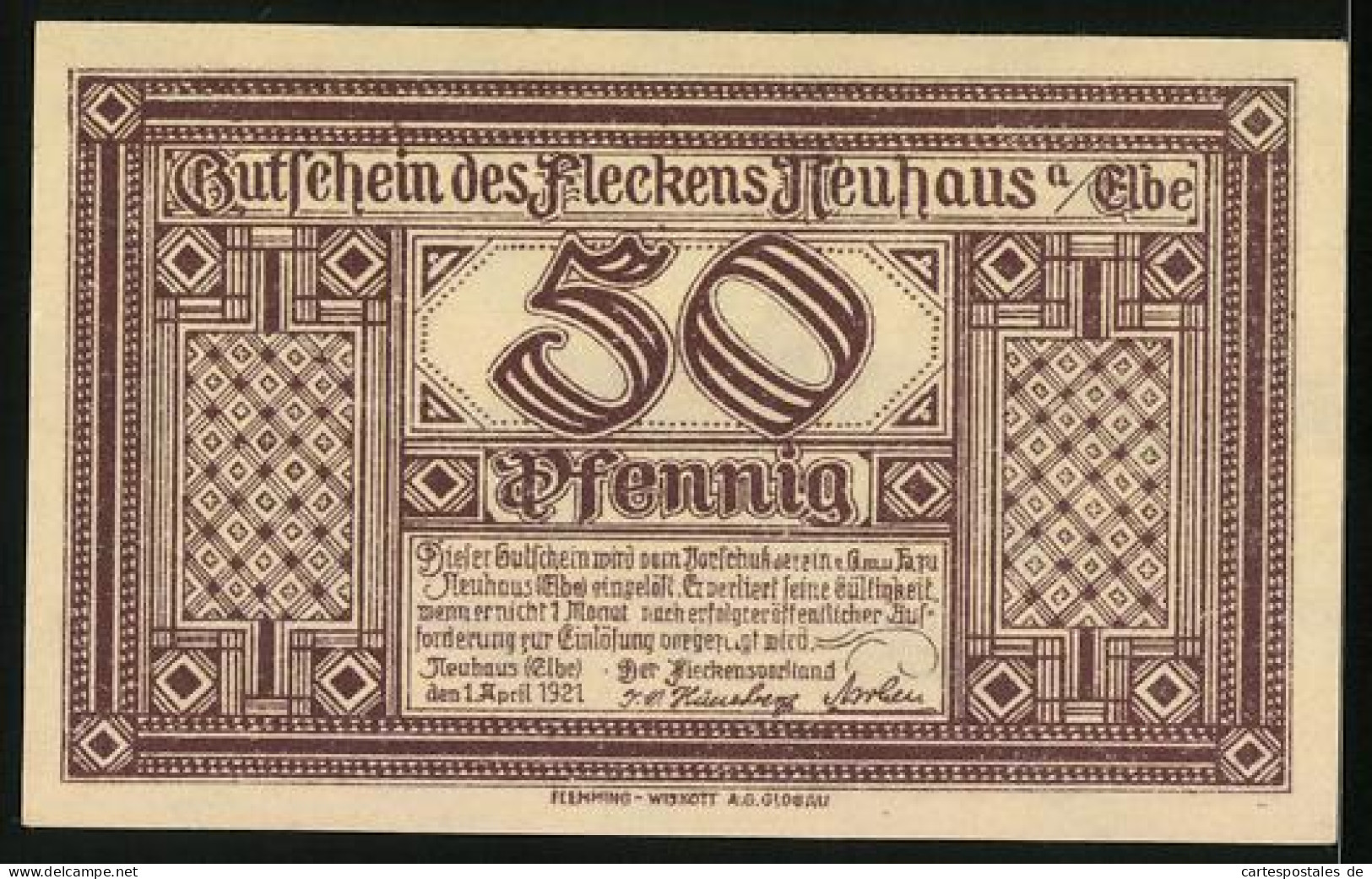 Notgeld Neuhaus A. Elbe 1921, 50 Pfennig, Burg Neuhaus Im 14. Jahrhundert  - Lokale Ausgaben