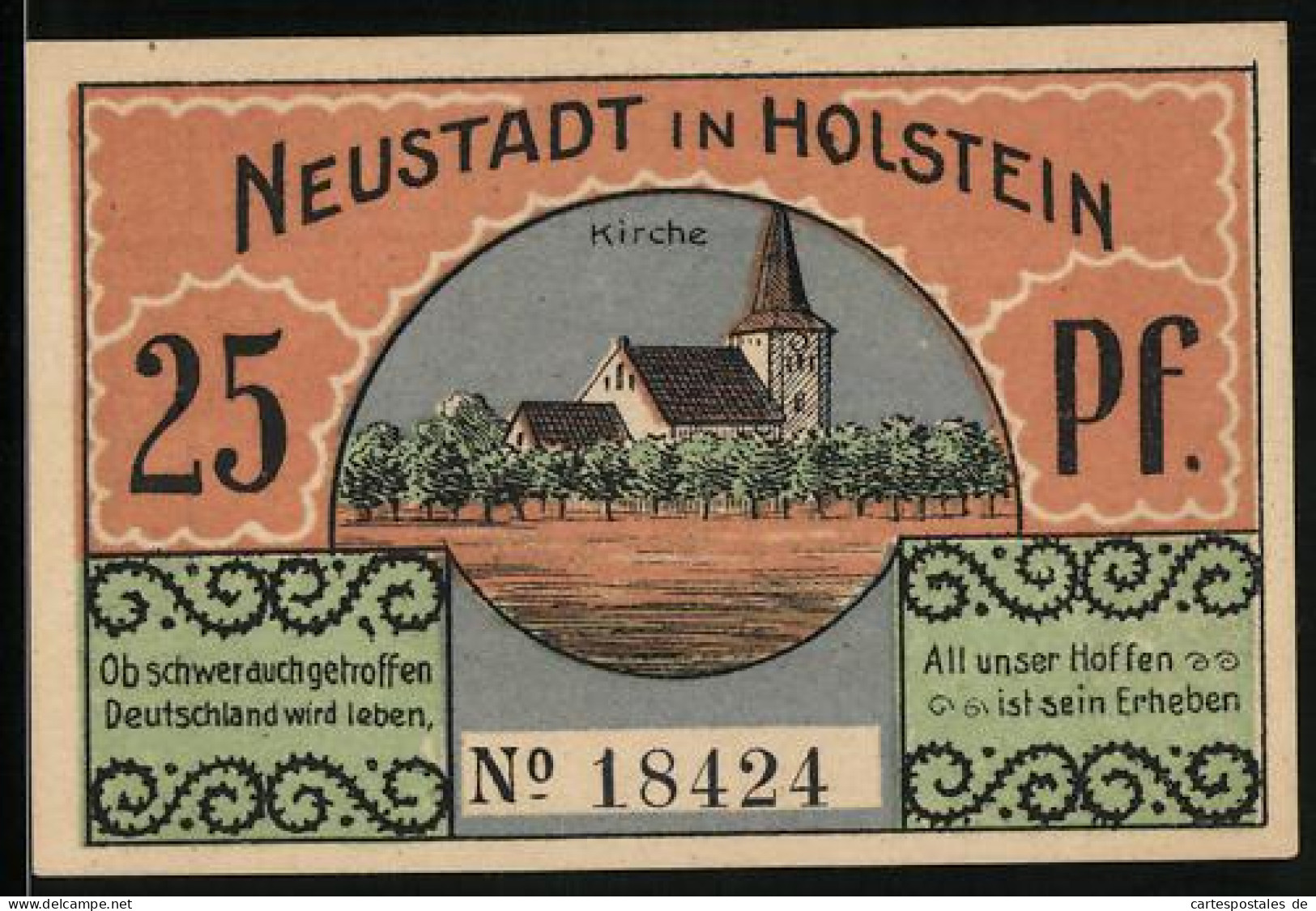 Notgeld Neustadt In Holstein, 25 Pfennig, Blick Zur Kirche  - Lokale Ausgaben