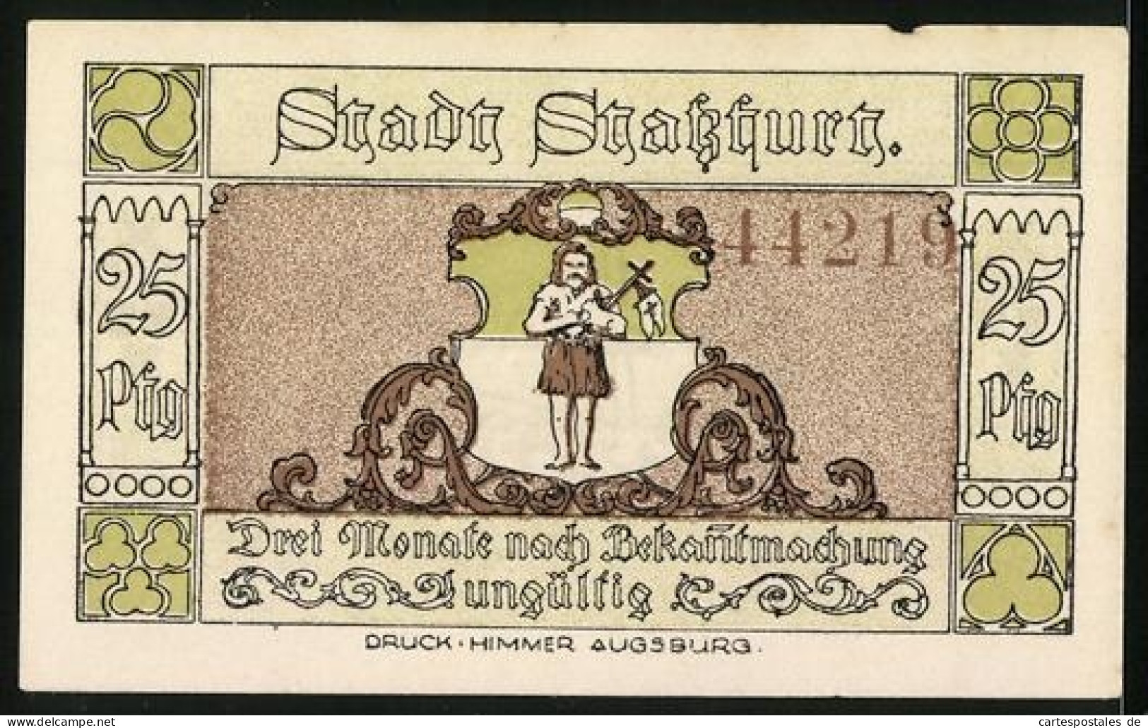 Notgeld Stassfurt 1921, 25 Pfennig, Wappen Und Anlegen Von Bohrlöchern  - [11] Emissions Locales