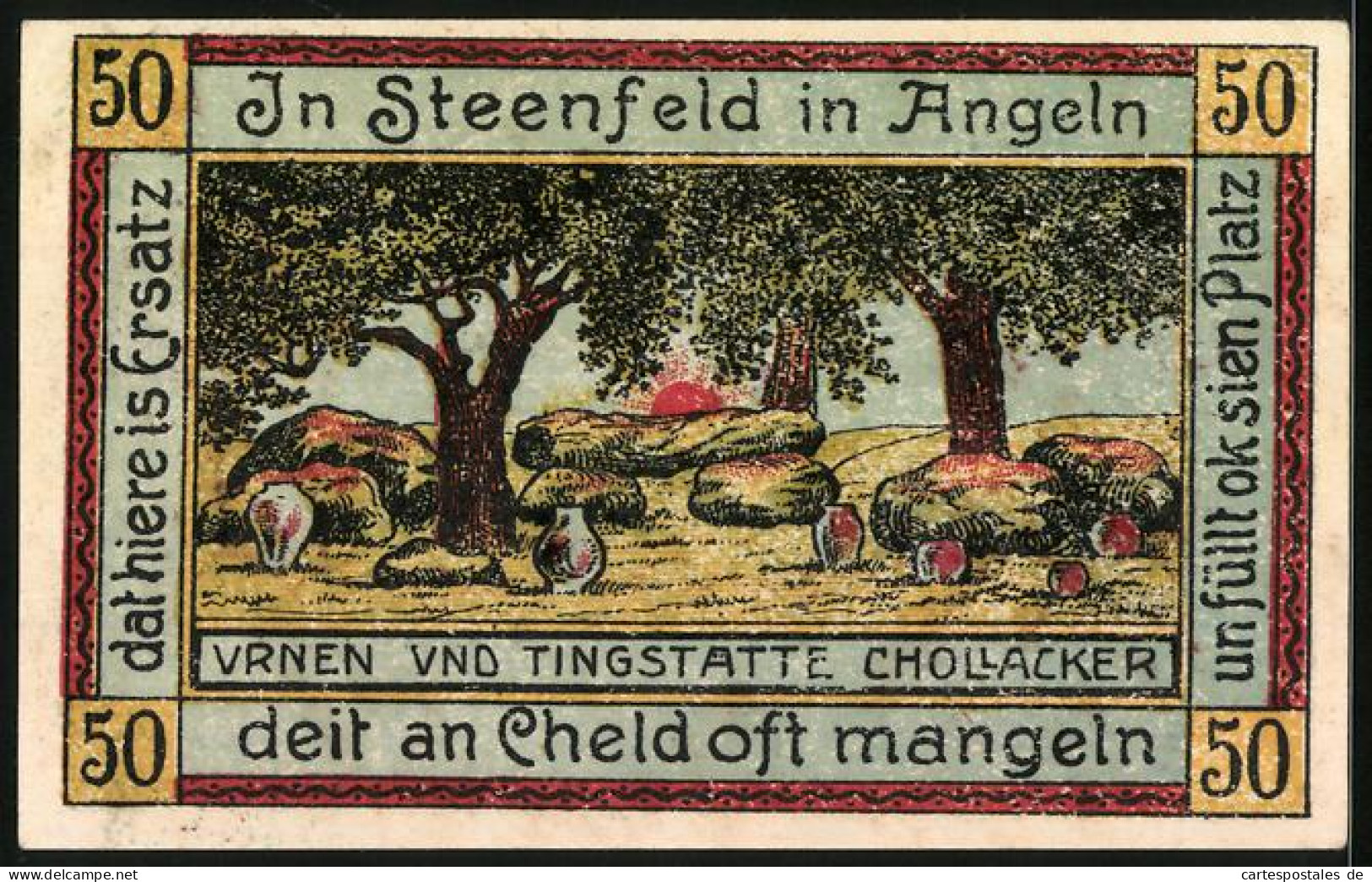 Notgeld Steinfeld 1921, 50 Pfennig, Goldacker Und Urnen- Und Tingstätte Chollacker  - [11] Emisiones Locales