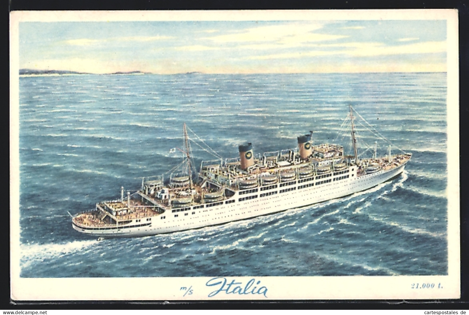 Künstler-AK Passagierschiff MS Italia Aus Der Vogelschau  - Steamers