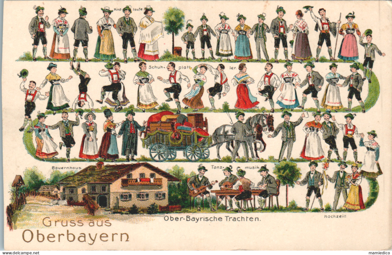 SUISSE. Gruss Aus Oberbayern  Chromolithographie Avec Beau Gaufrage. Très Bon état. 2 SCANS - Otros & Sin Clasificación