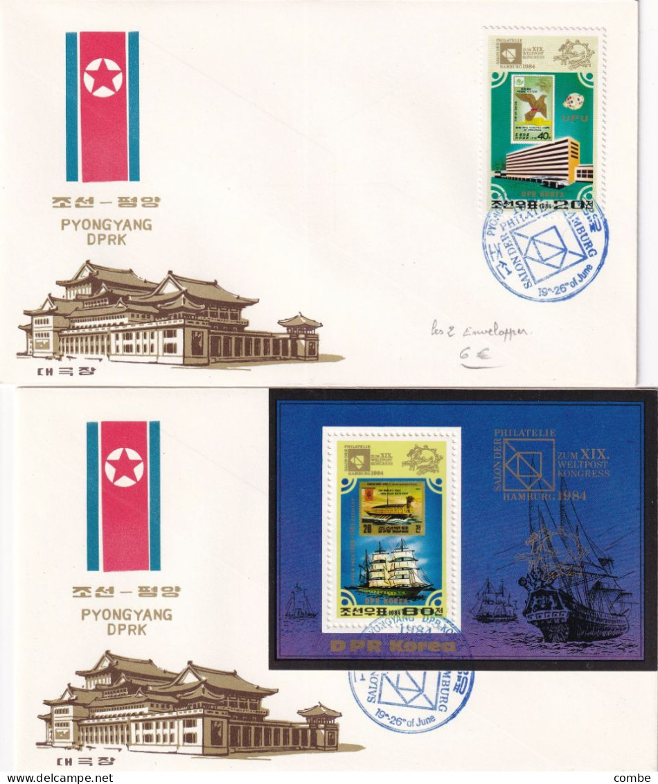 KOREA. 2 FDC. HAMBURG 1984. AVEC BLOC - Corée Du Sud