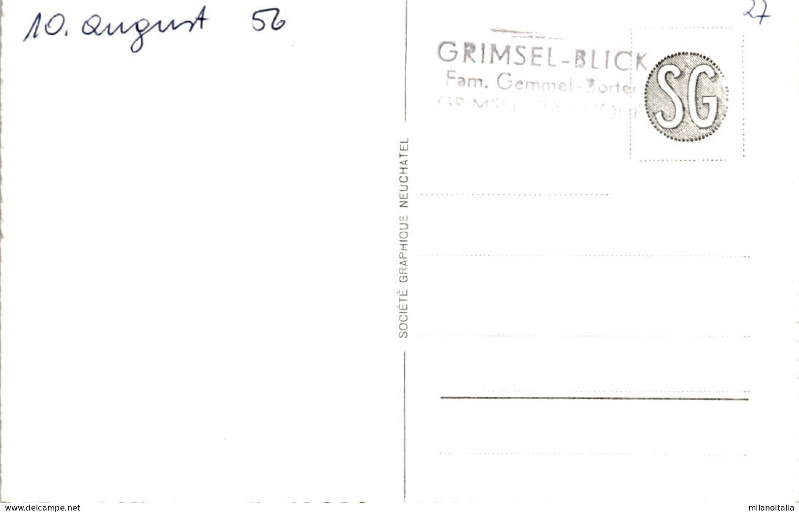 Grimselpasshöhe - Hotel Restaurant Grimselblick * 10. 8. 1956 - VW Bus, Autos - Guttannen