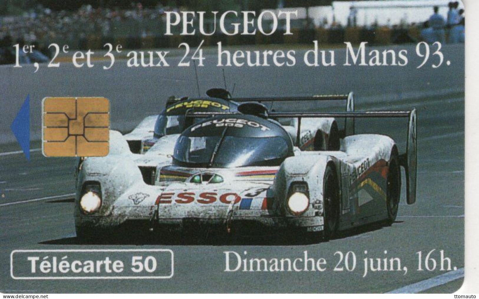 Télécarte  France Telecom -  Peugeot 905 - Le Mans 24 Heures 1993  - Used Telecard - Voitures