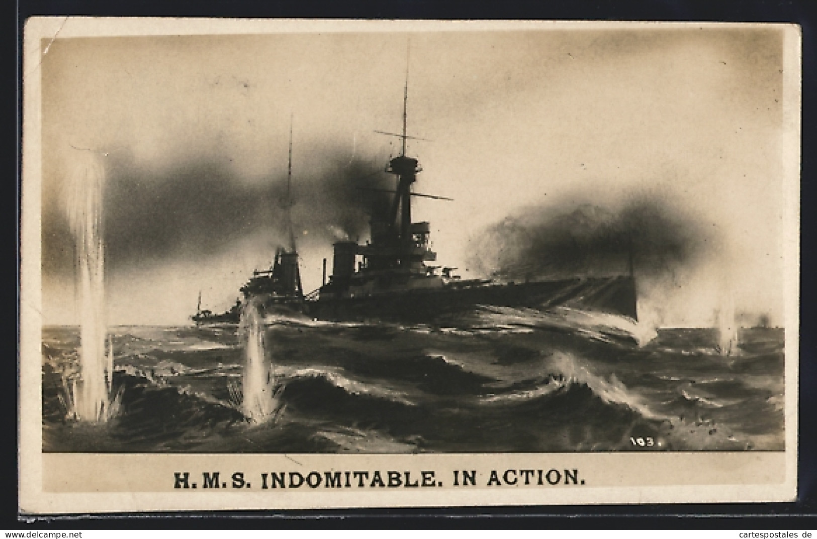 Artist's Pc HMS Indomitable In Action  - Guerre