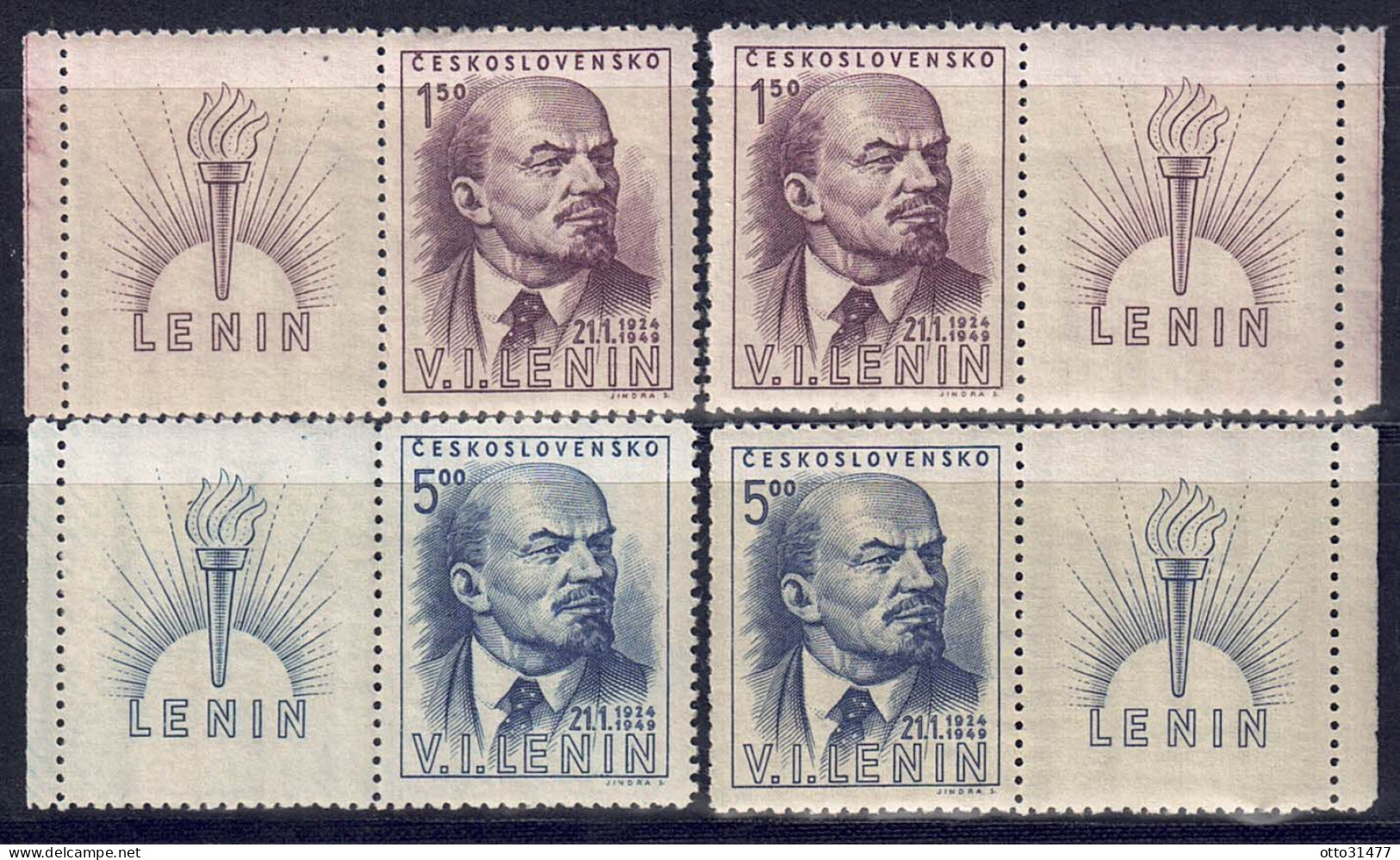 CSSR 1949 - Wladimir Lenin, Nr. 562 - 563 Mit Zierfeld, Postfrisch ** / MNH - Neufs