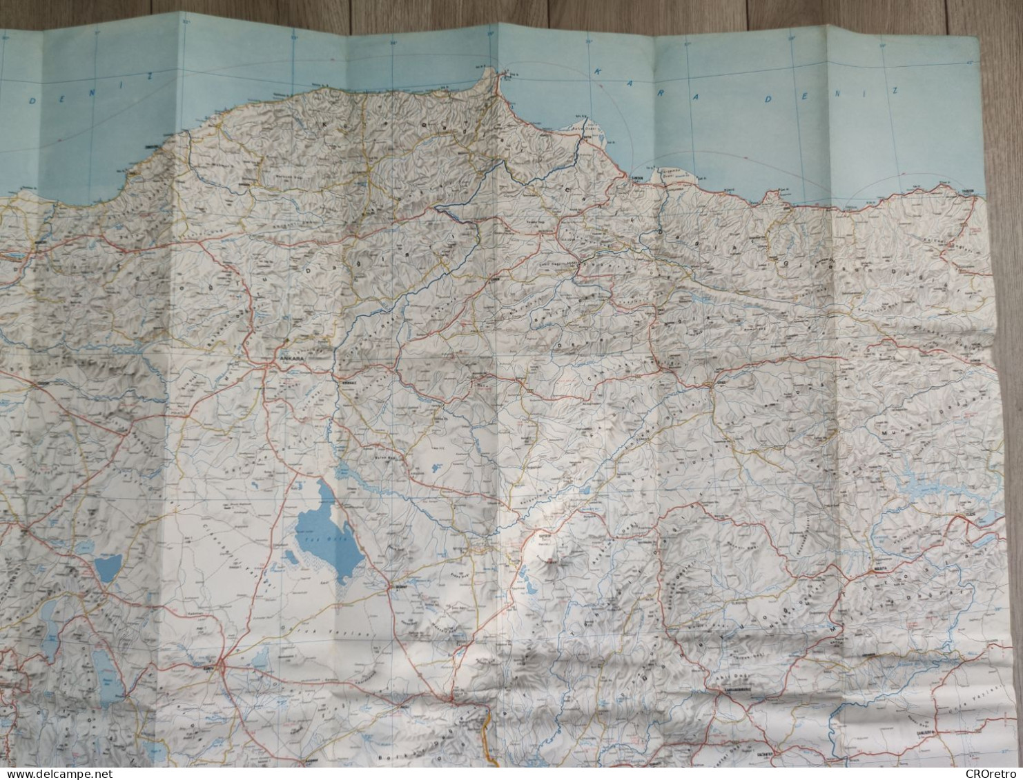 TURKEY / CYPRUS, vintage road map, autokarte, 81×118 cm