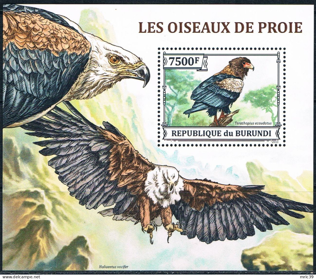 Bloc Sheet Oiseaux Rapaces Aigles Birds Of Prey Eagles Raptors   Neuf  MNH **  Burundi 2013 - Aquile & Rapaci Diurni