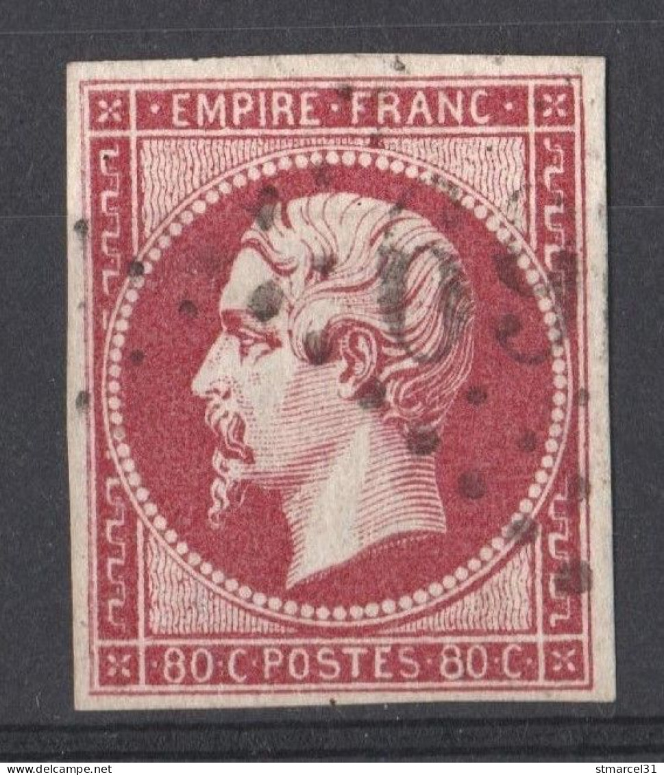 TBE/LUXE N°17 ROSE VIOLACE FONCE + OBLI LGC - 1853-1860 Napoléon III