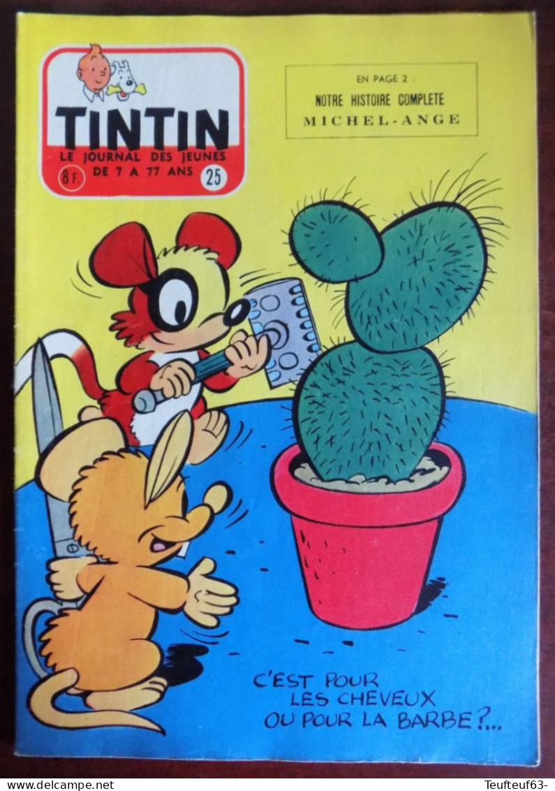 Tintin N° 25-1956 Couv. Macherot - Michel-Ange Par Funcken - Tintin