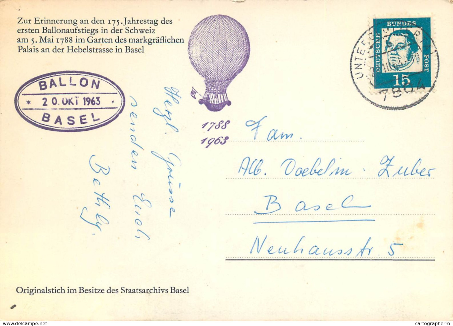 Postcard Switzerland Basel Hern Blanchard Basel - Basel