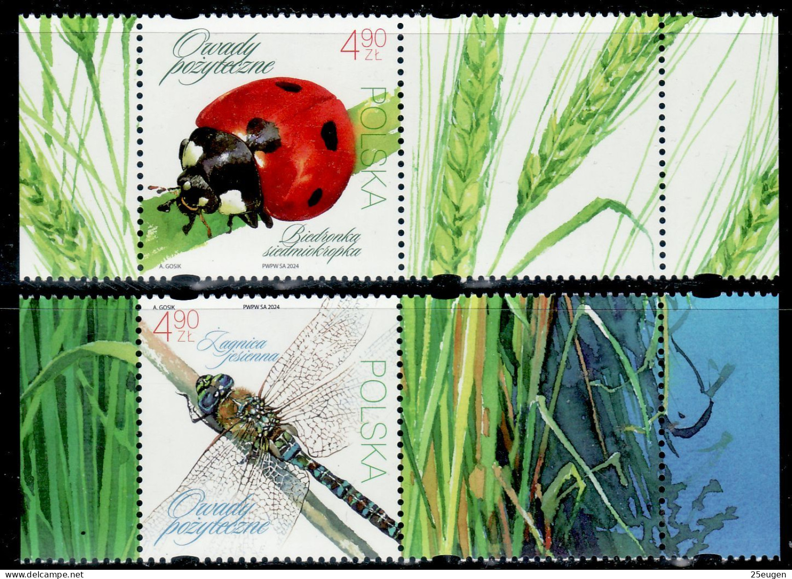 POLAND 2024 BENEFICIAL INSECTS SET + ZF  MNH - Unused Stamps