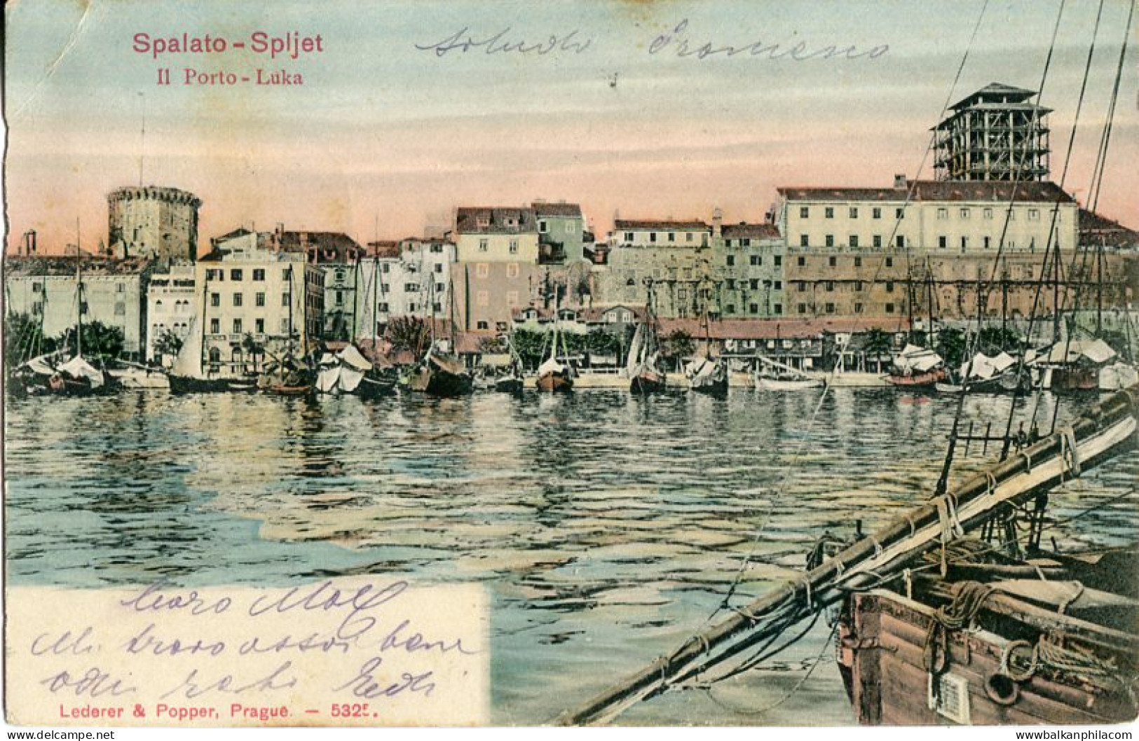 1905 Croatia Split To Zadar Lloyd SS Danubio Card - Croatie