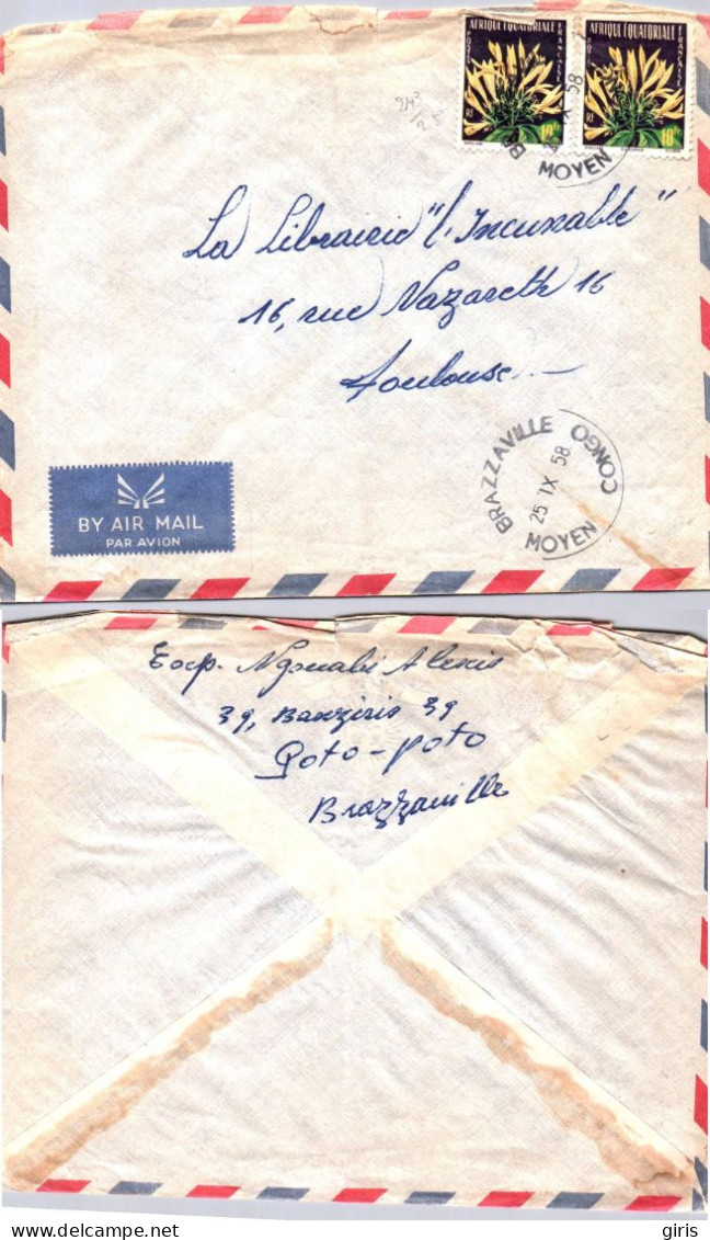 A.E.F. - Lettre Air Mail - Obl Brazzaville Moyen Congo - Pour  Toulouse - Brieven En Documenten