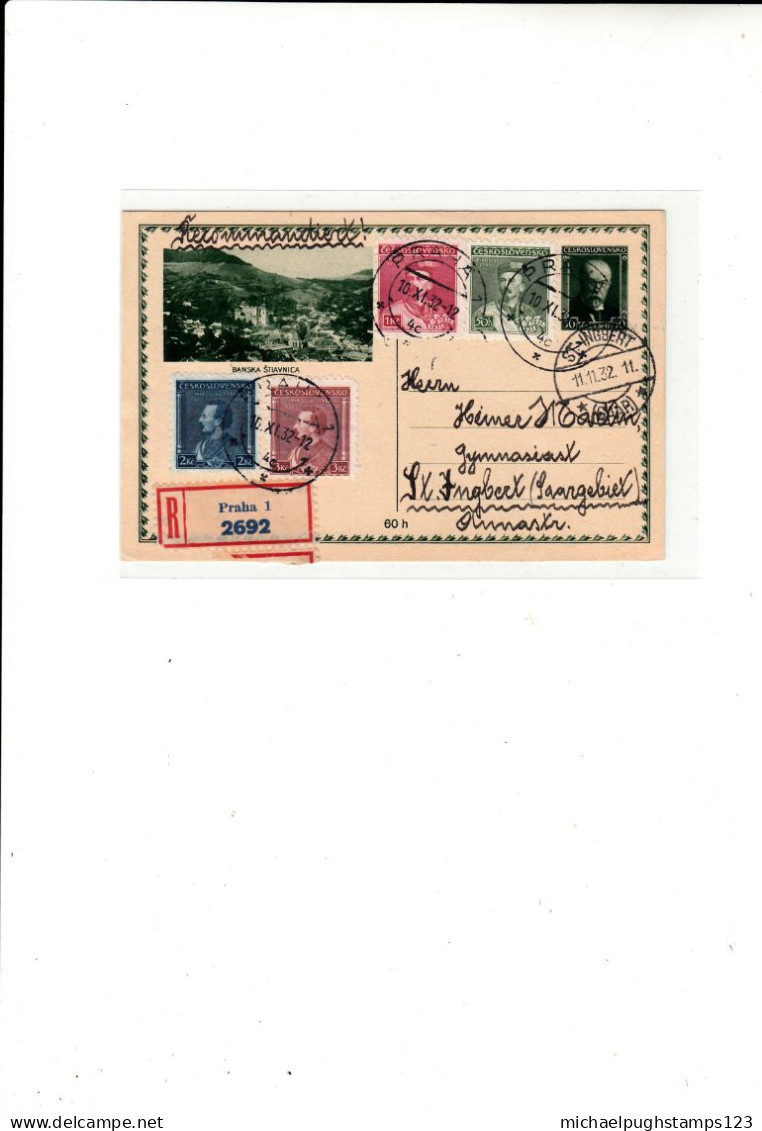 Czechoslovakia / Illustrated Stationery / Registered Postcard / Saar - Other & Unclassified